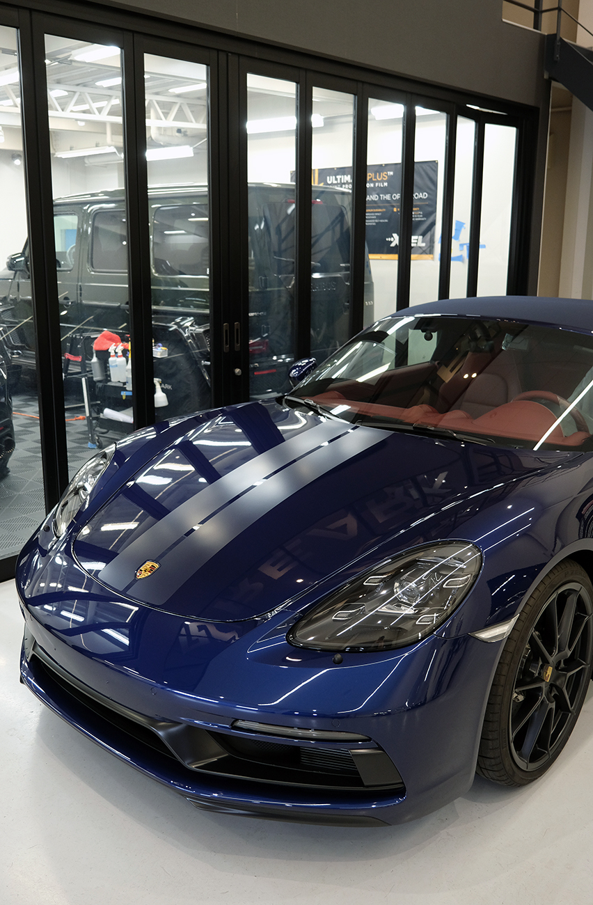 718ボクスター 艶消し マットプロテクションフィルム施工 リアーク