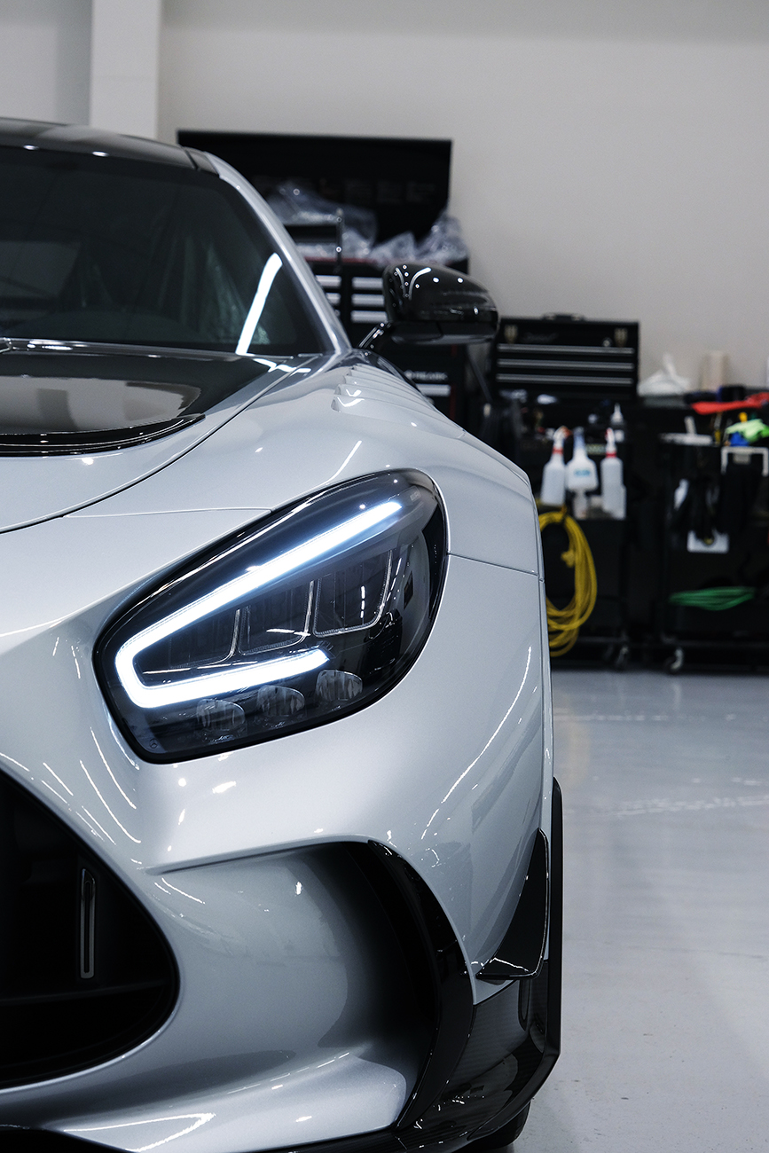 ベンツAMG GT プロテクションフィルム ブラックアウト リアーク