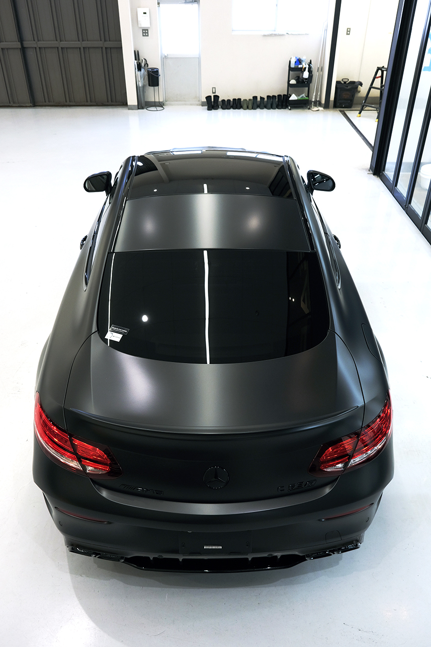 マットプロテクションフィルム 艶消し C63 AMG リアーク施工